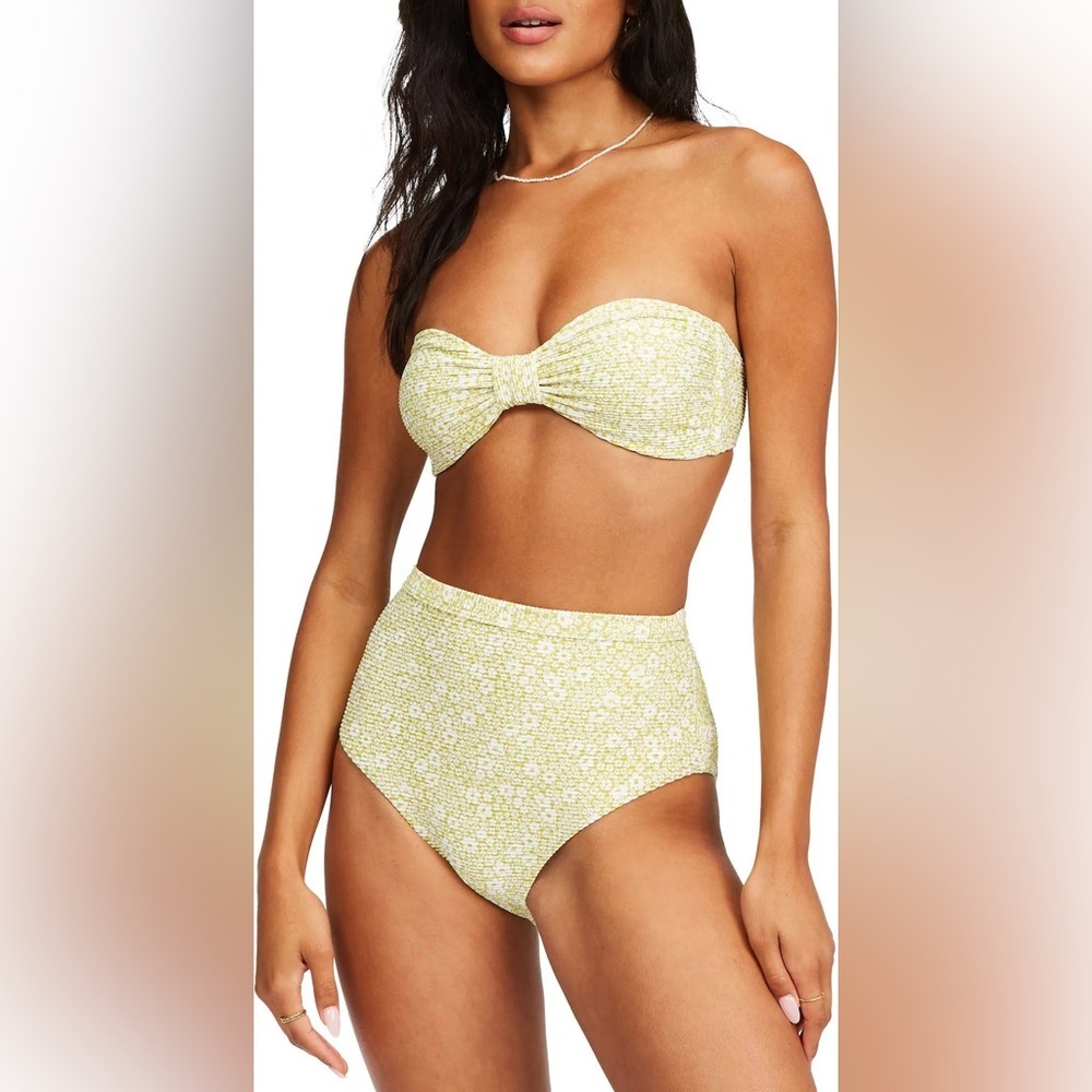 Billabong Yellow Floral High-Waist Bandeau Bikini